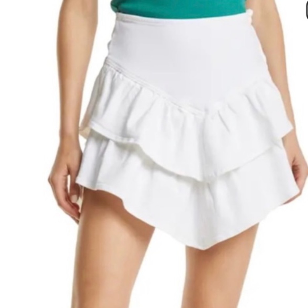 Mother White Ruffled Denim Skirt Size 28